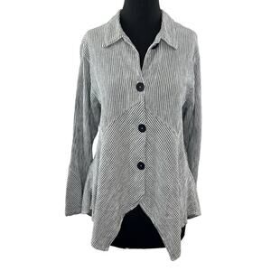 Mill Valley Clothing Company Gray Stripe Asymmetric Hobo Shirt Cotton-Linen M